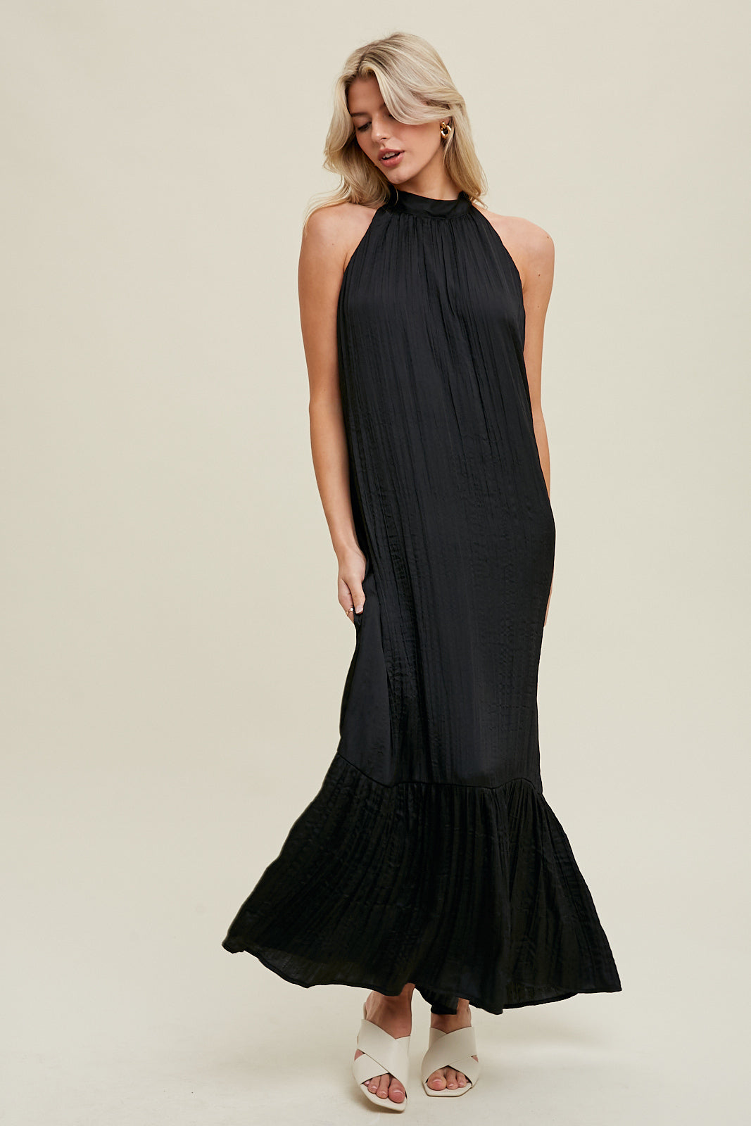 "Dancing Queen" Black satin dress