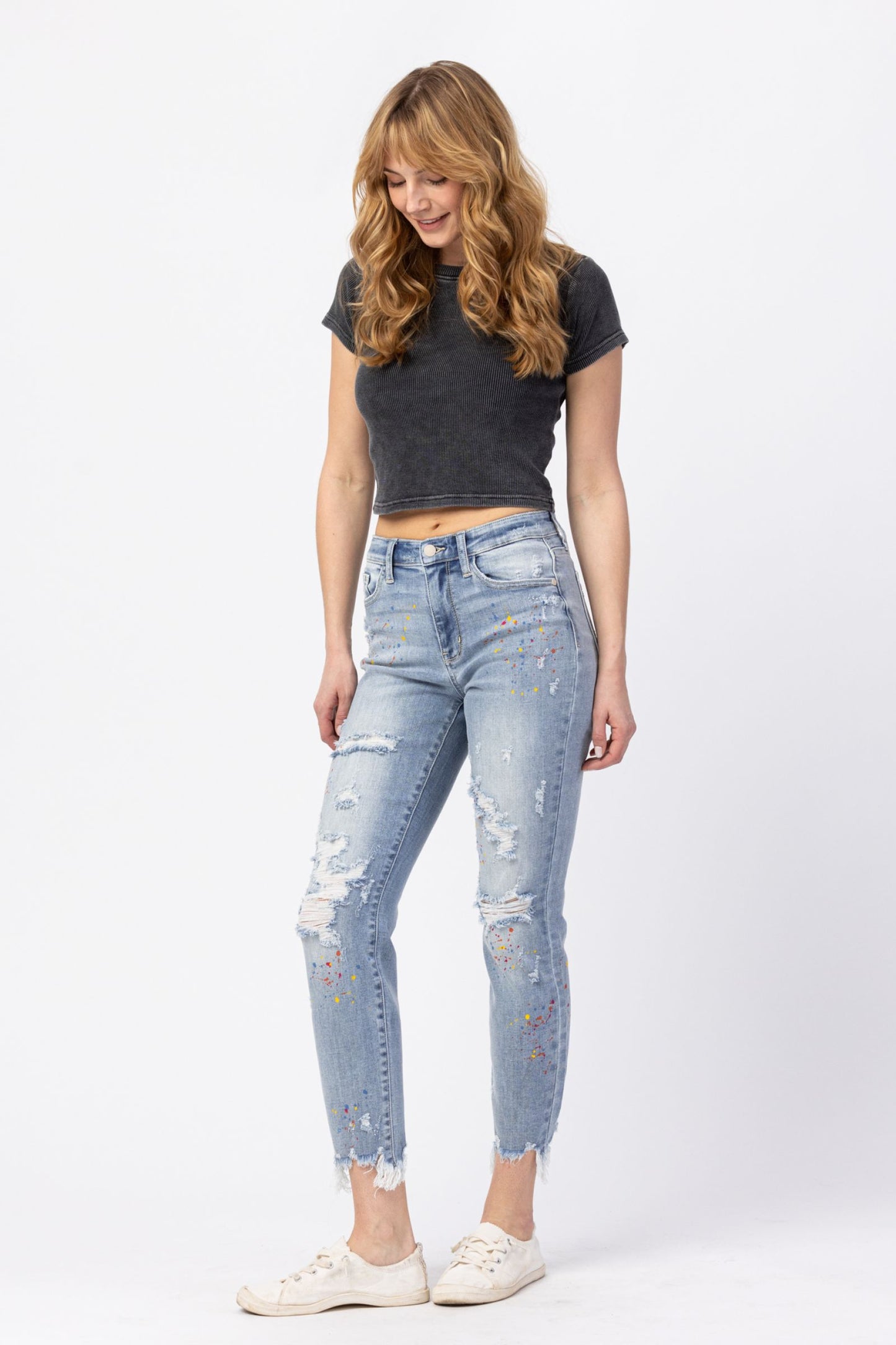 Judy Blue®  High Waisted Paint Splatter Boy Friend Jean