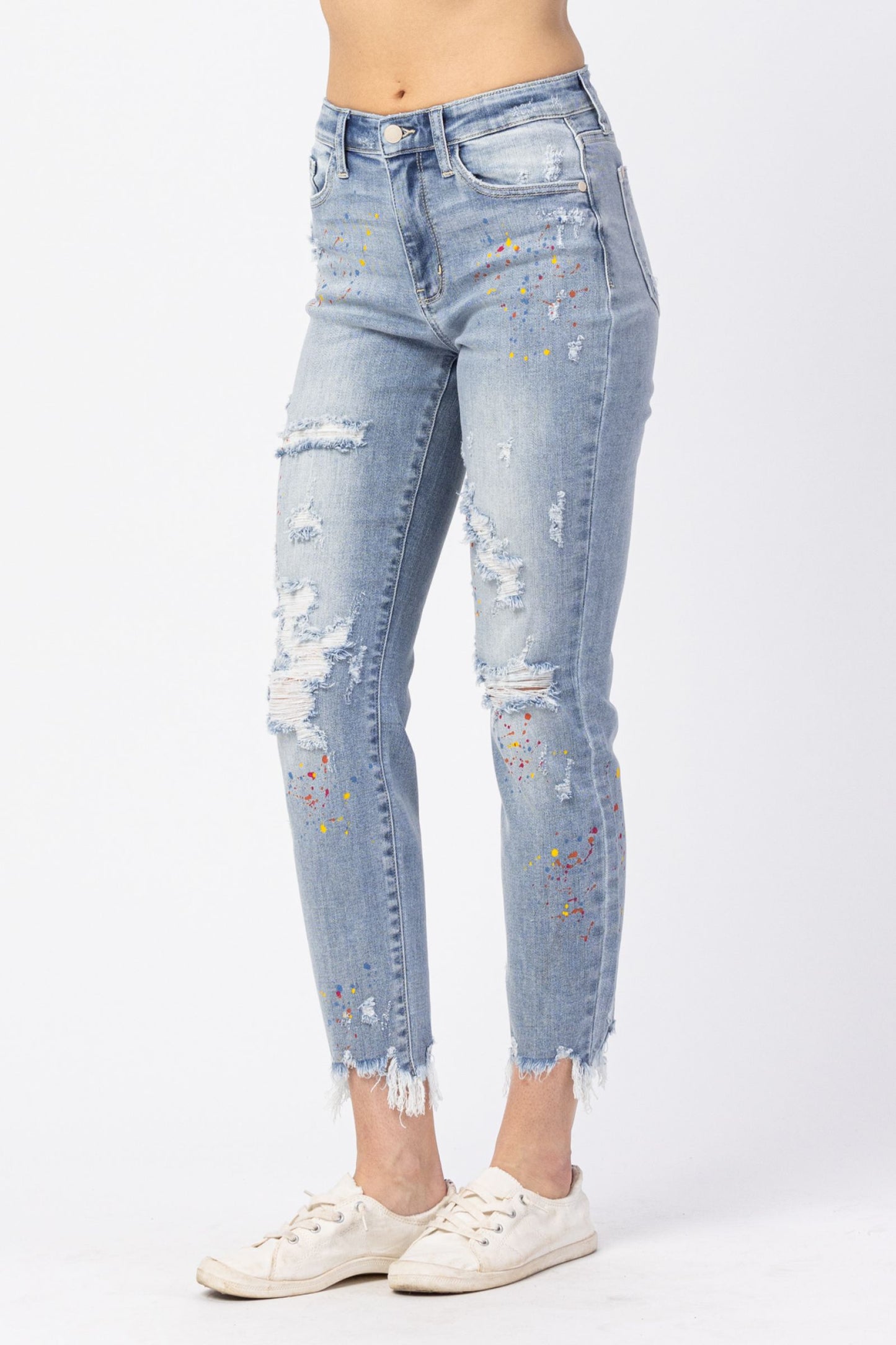 Judy Blue®  High Waisted Paint Splatter Boy Friend Jean