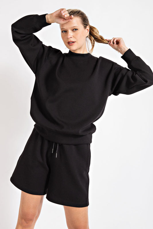 RAE MODE®  PONTI CREW NECKLINE LONG SLEEVE SWEATSHIRT