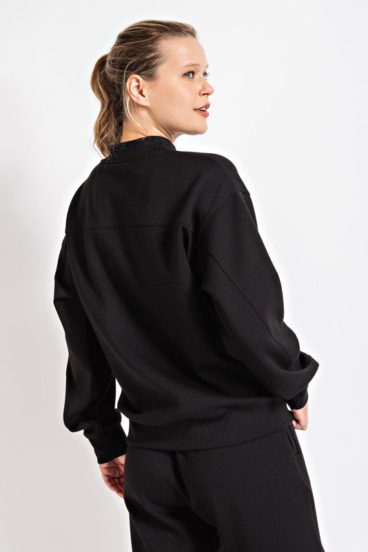 RAE MODE®  PONTI CREW NECKLINE LONG SLEEVE SWEATSHIRT