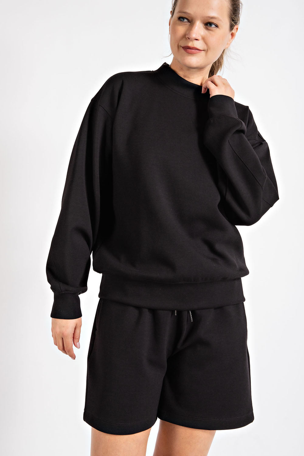 RAE MODE®  PONTI CREW NECKLINE LONG SLEEVE SWEATSHIRT