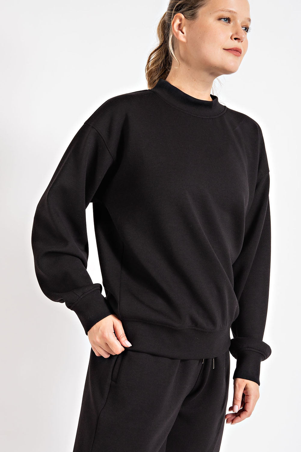 RAE MODE®  PONTI CREW NECKLINE LONG SLEEVE SWEATSHIRT