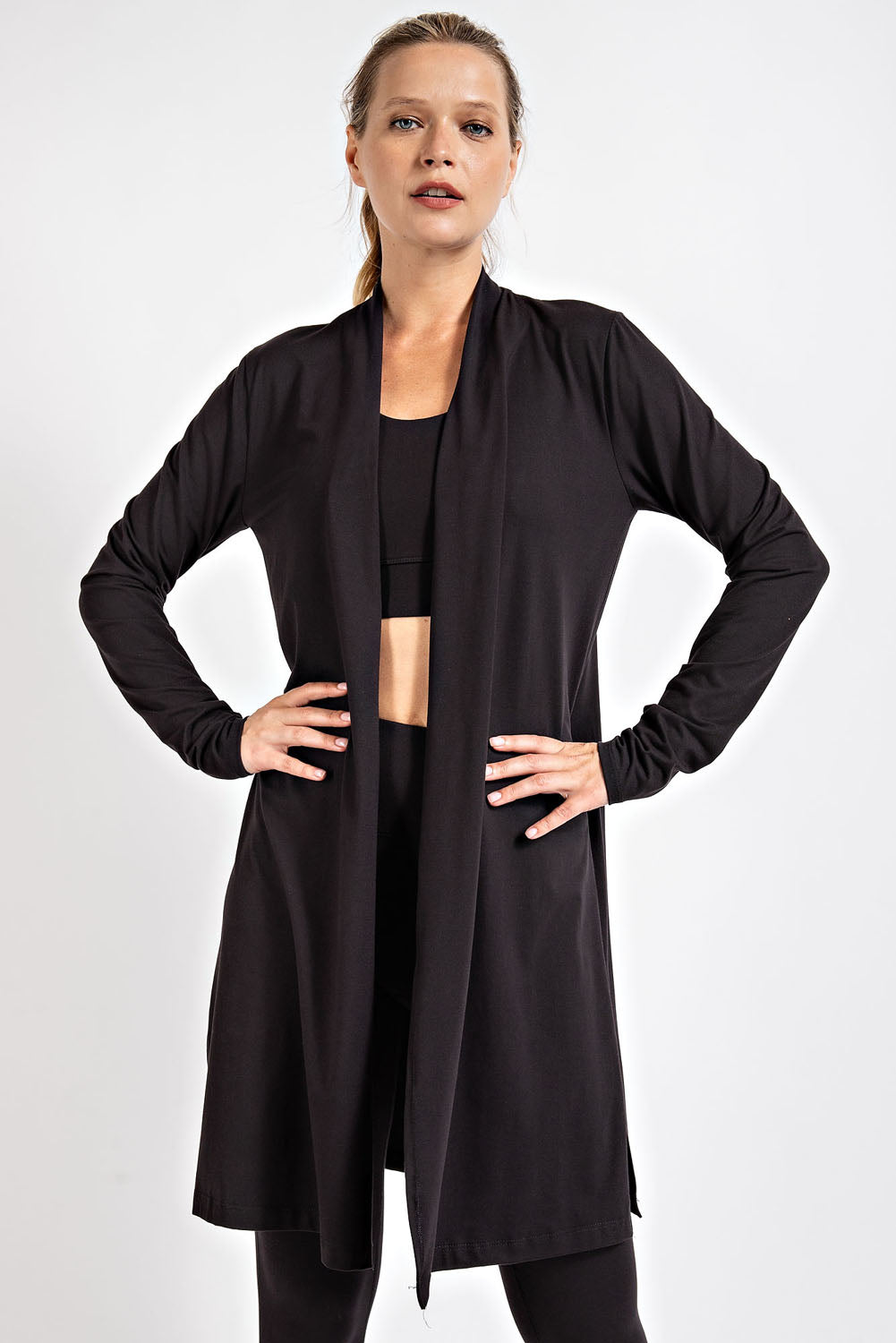 Rae Mode® BUTTER LONG SLEEVE CARDIGAN WITH SIDE SLITS