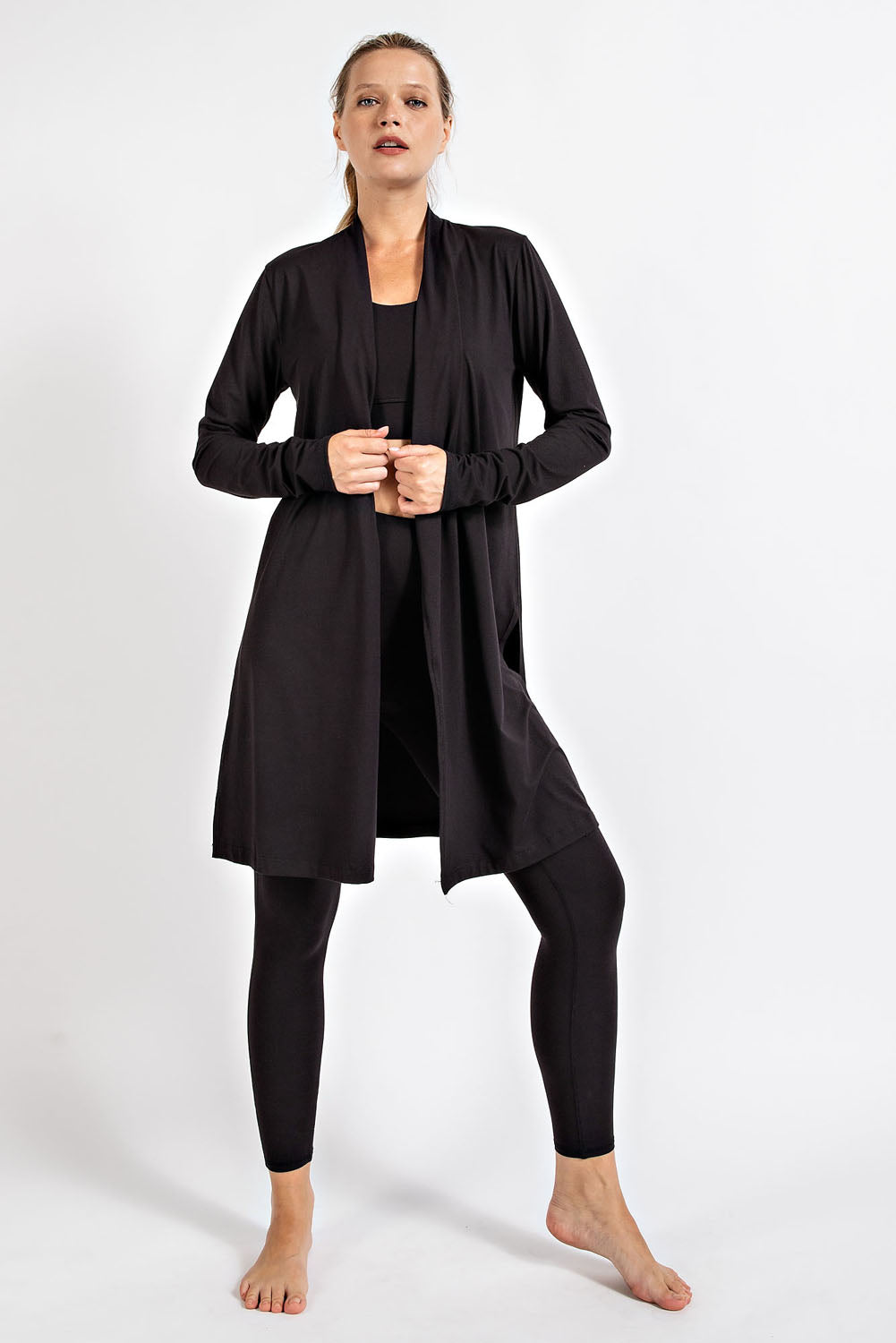 Rae Mode® BUTTER LONG SLEEVE CARDIGAN WITH SIDE SLITS