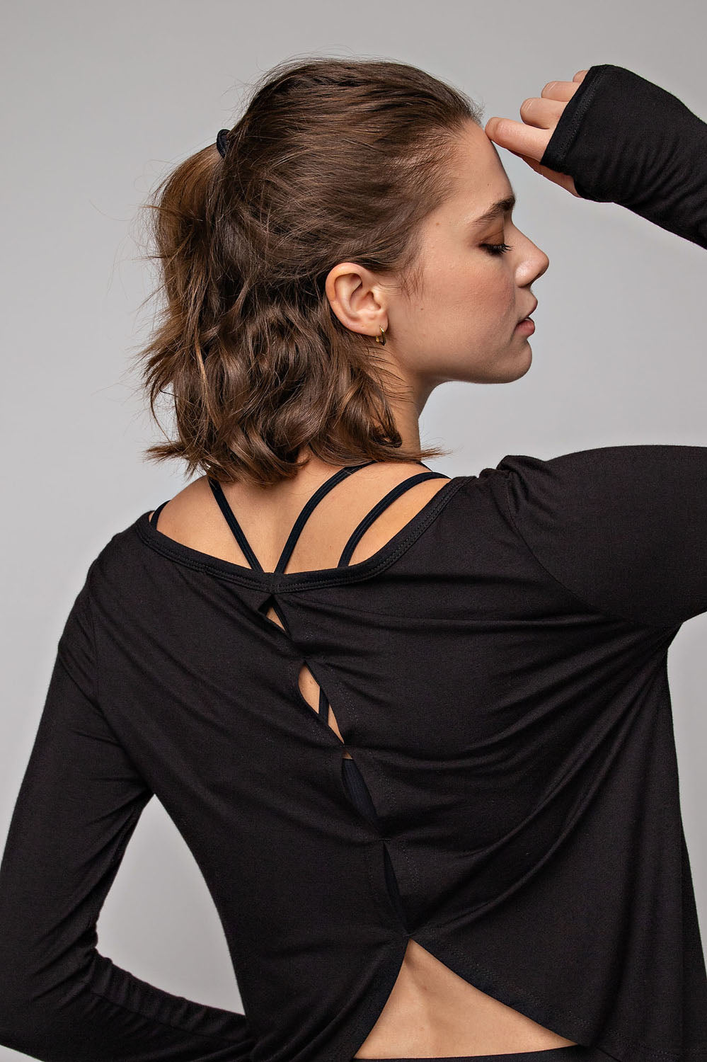 Rae Mode® LONG SLEEVE BOAT NECKLINE YOGA TOP