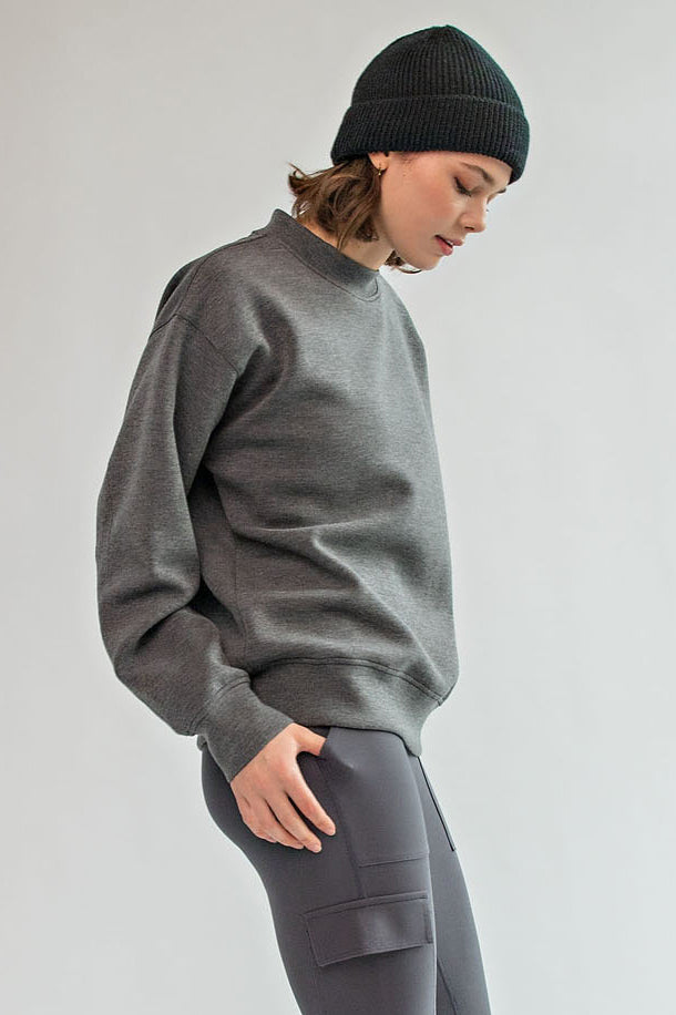 RAE MODE®  PONTI CREW NECKLINE LONG SLEEVE SWEATSHIRT