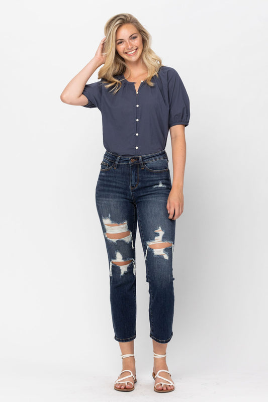 Judy Blue® Mid Rise Crop Leg Straight