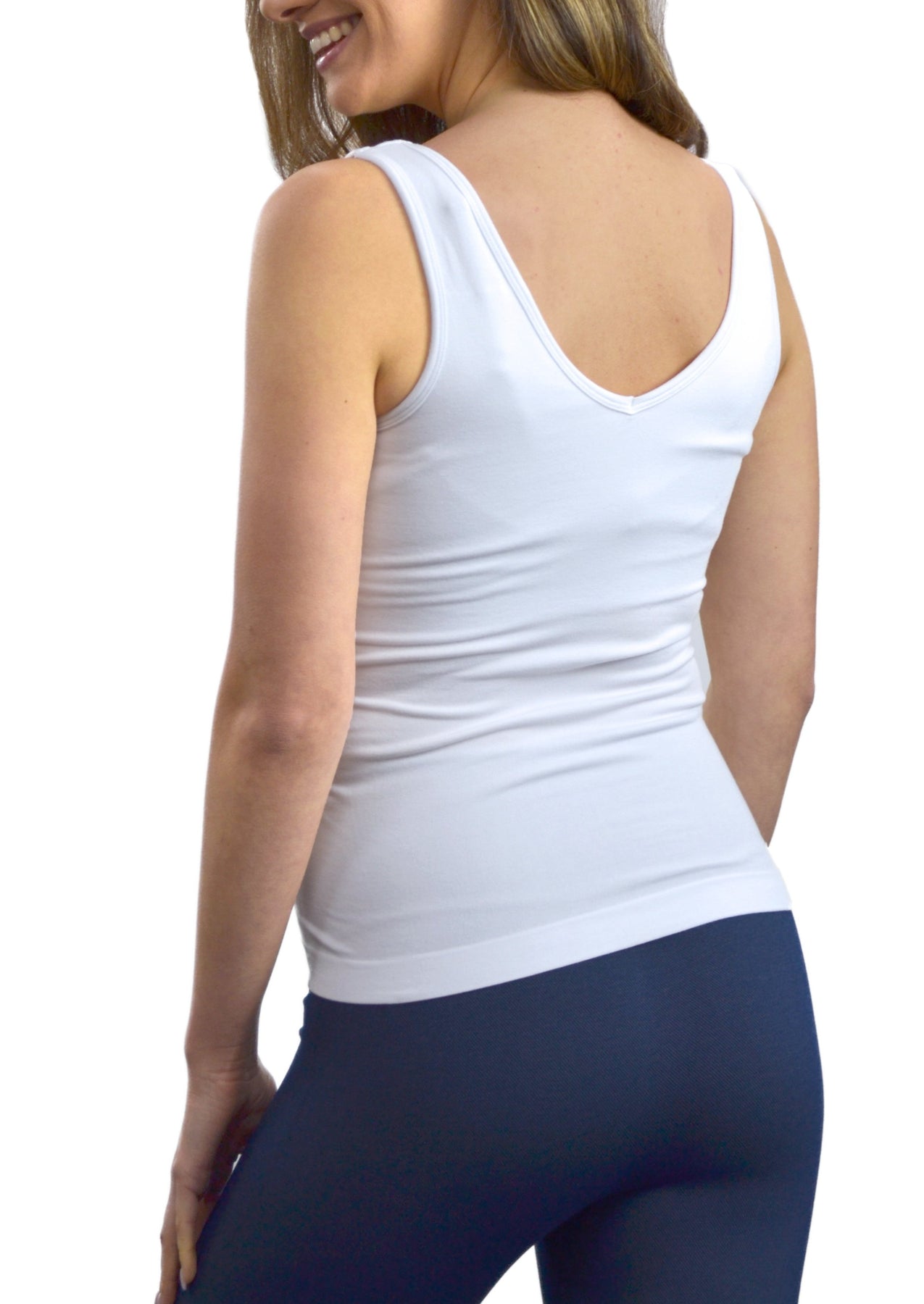 Built in Bra Reversible Tank- White