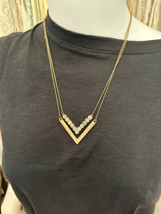 CS® Double V Real Stone Necklaces- Gold