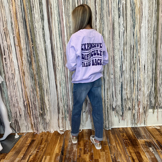 Sweatshirt-"Expensive, Difficult, Talks Back" Crew- Purple