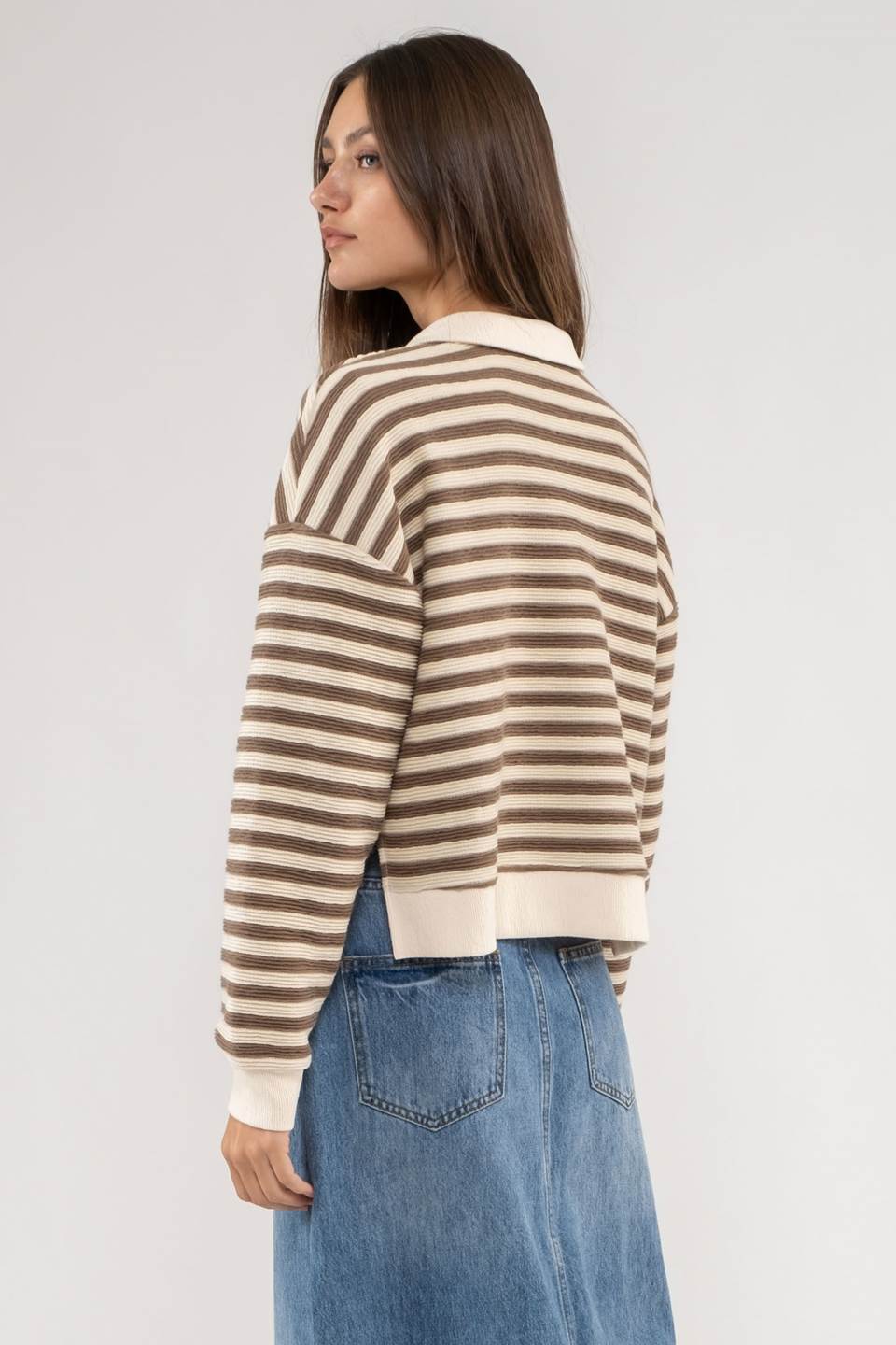 Montauk Collared Top-taupe