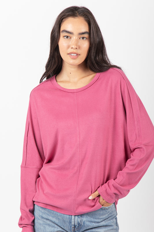 Dolman Sleeve Oversized Comfy Knit Top Available in Curvy Also