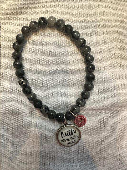 Sentiment Bracelet- Faith grows during storms