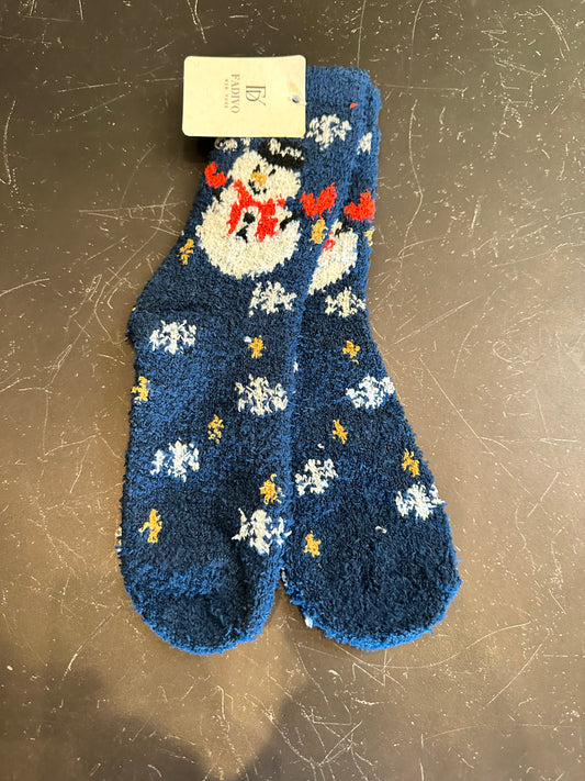 Fuzzy Christmas Socks- Snow