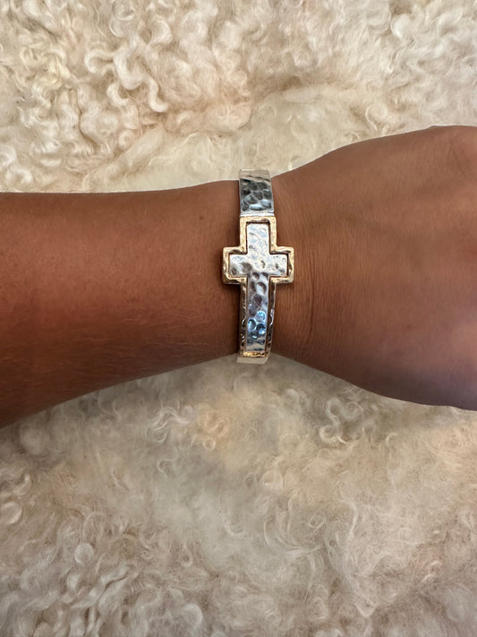 Silver Flex Cross Bracelet