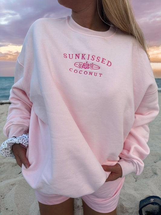 Sunkissed Coconut Embroidered Crew