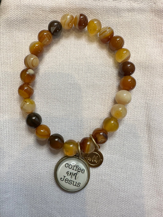 Sentiment Bracelet-Coffee and Jesus