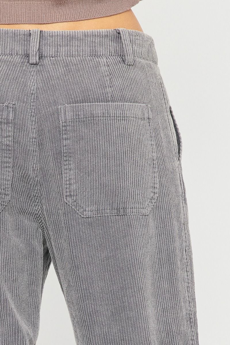 Charcoal Corduroy Wide Leg Cargos