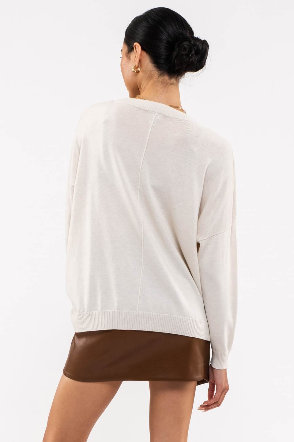 Extended Shoulder Sweater- Oatmeal