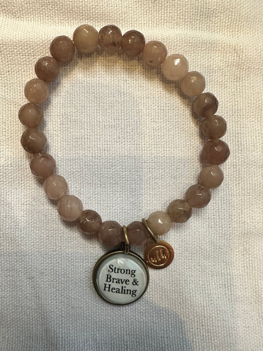 Sentiment Bracelet- Strong, Brave and healing