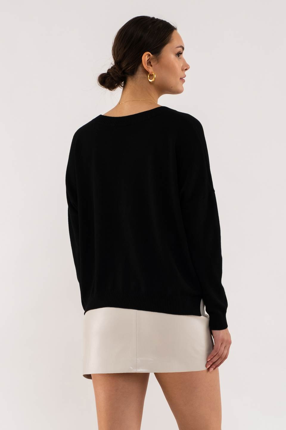 Extended Shoulder Sweater- Black