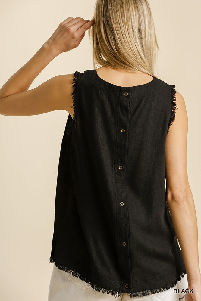 Sleeveless Button-Back Top