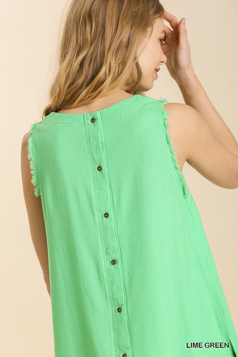 Sleeveless Button-Back Top