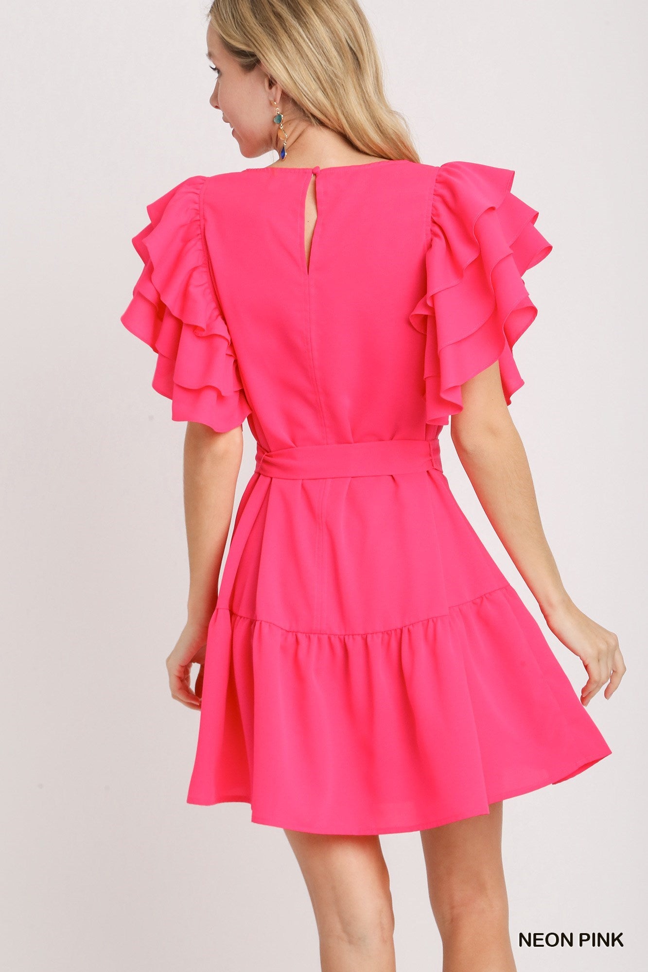 "Tea Time" Flutter Sleeve Dress- Pink