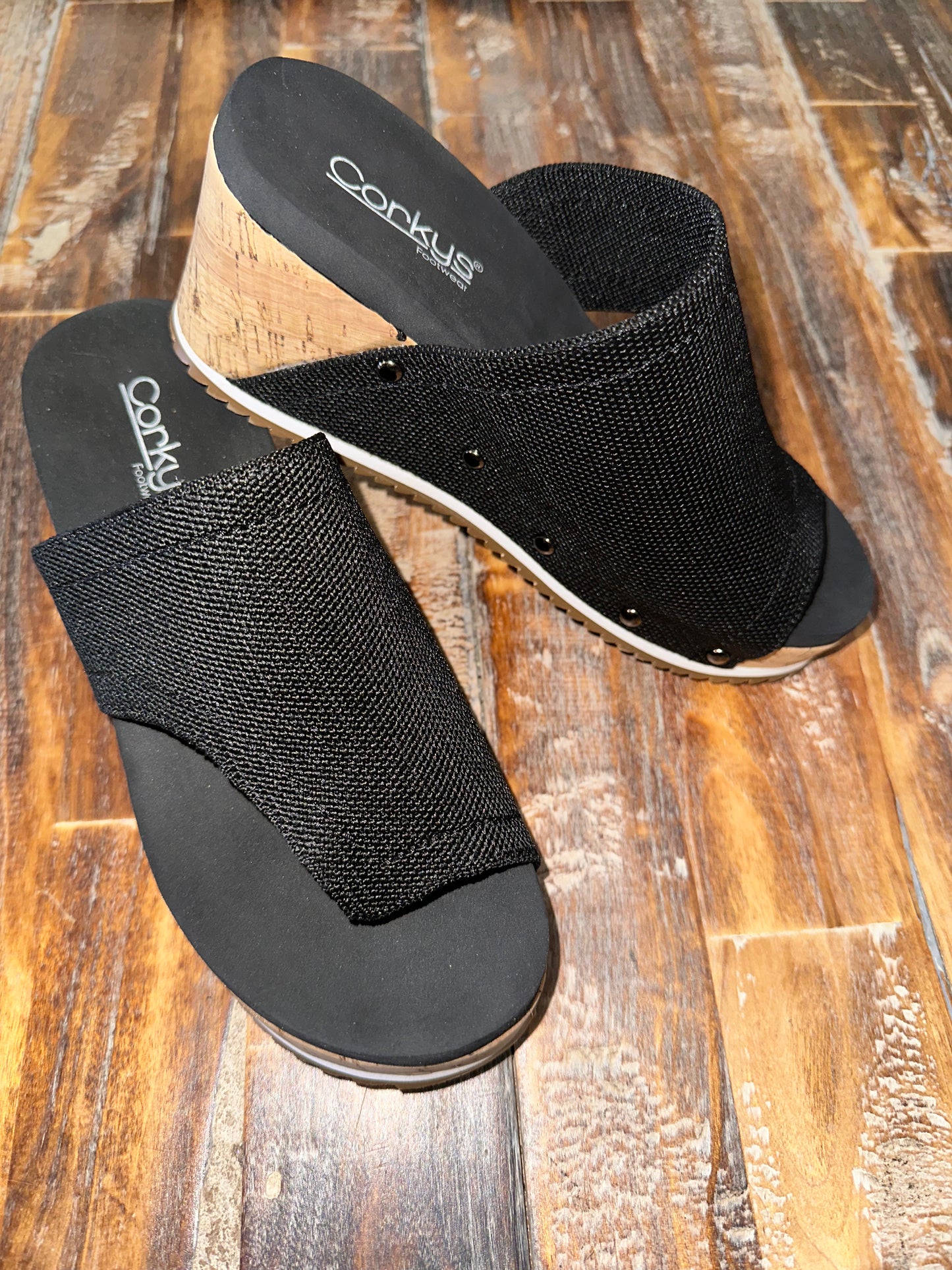 "Flirty Sport" Wedge Sandal in Black