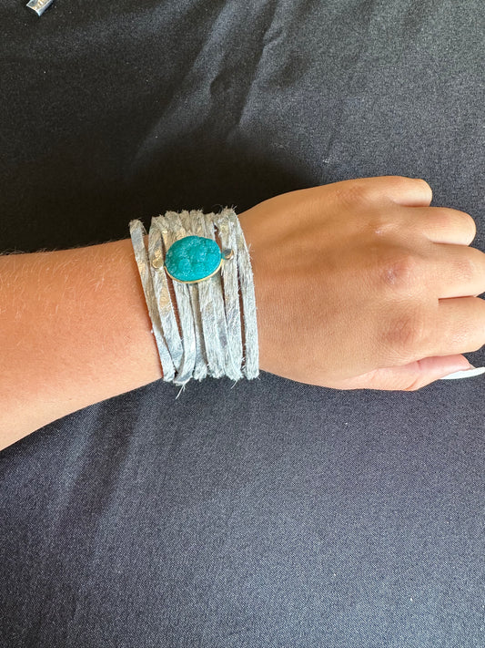 Leather Druzy Bracelet