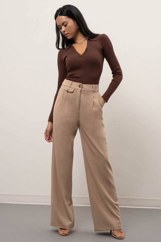 Wide Leg Trousers- Khaki