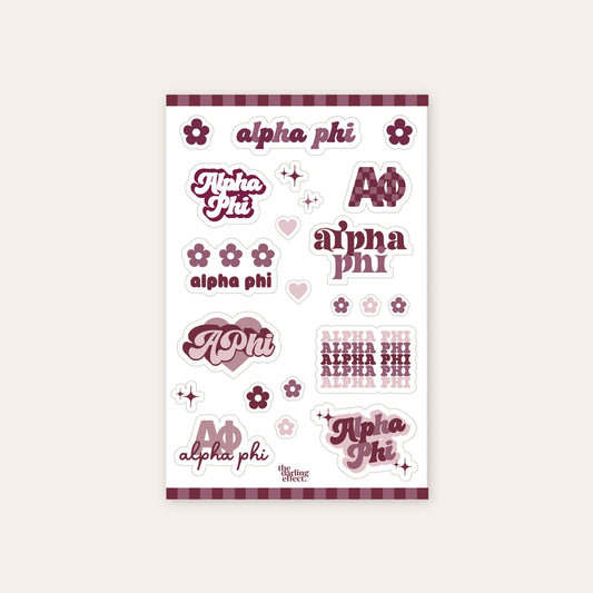 Sorority Sticker Sheet- Alpha Phi