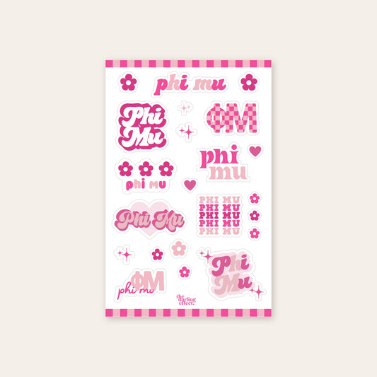 Sorority Sticker Sheet- Phi Mu