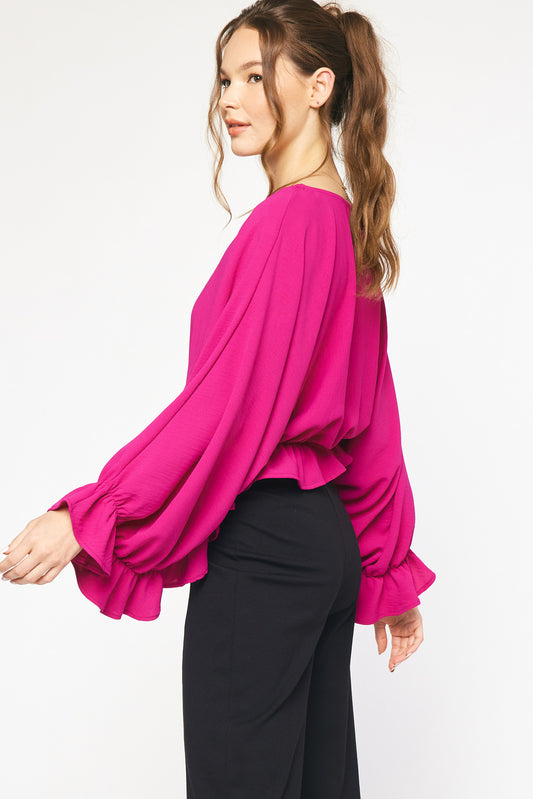 Entro® Ruffle Bottom Shirt with dolman Sleeves