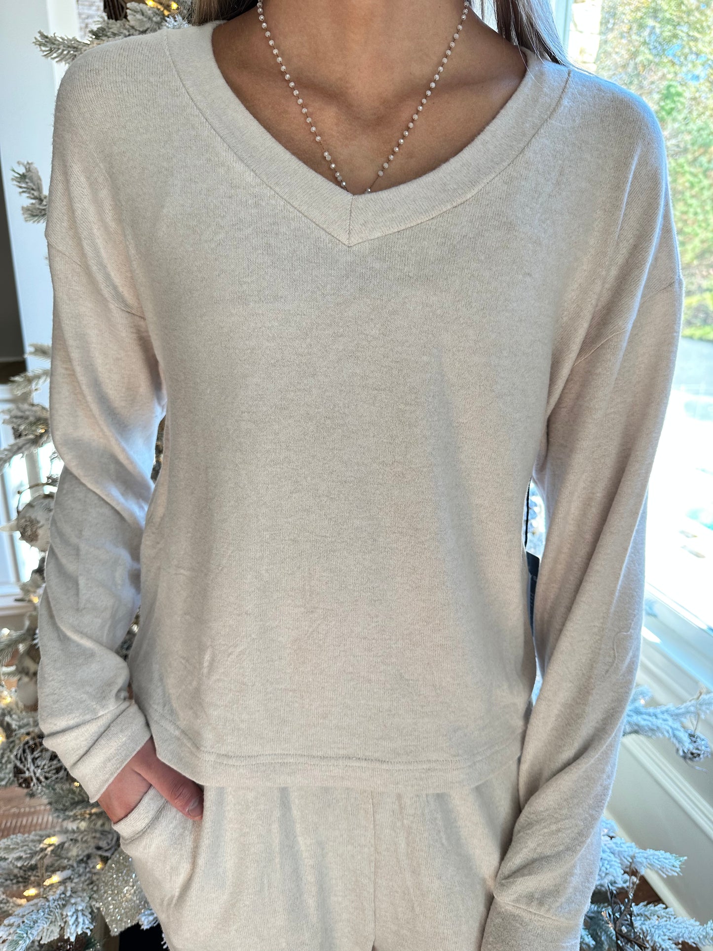 Soft Brushed V-Neck Long Sleeve