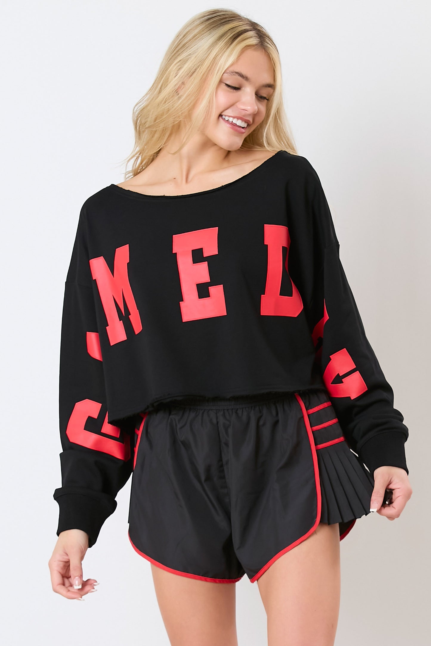 "Game Day" Graphic Crop- Red/Black