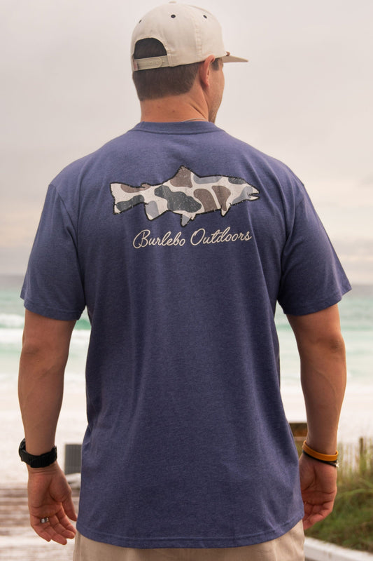 Burlebo Short Sleeve Camo Fish-Navy