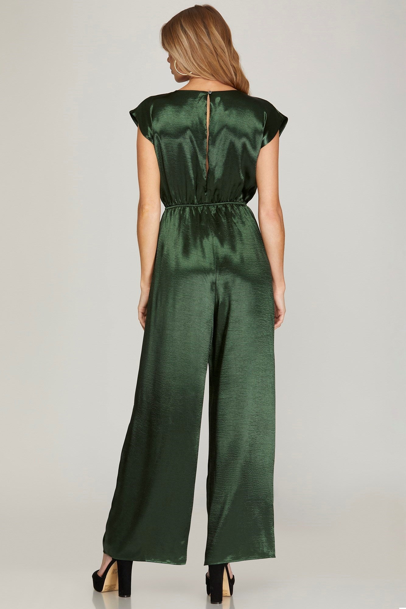 Drop Shoulder Pleated Jumpsuit