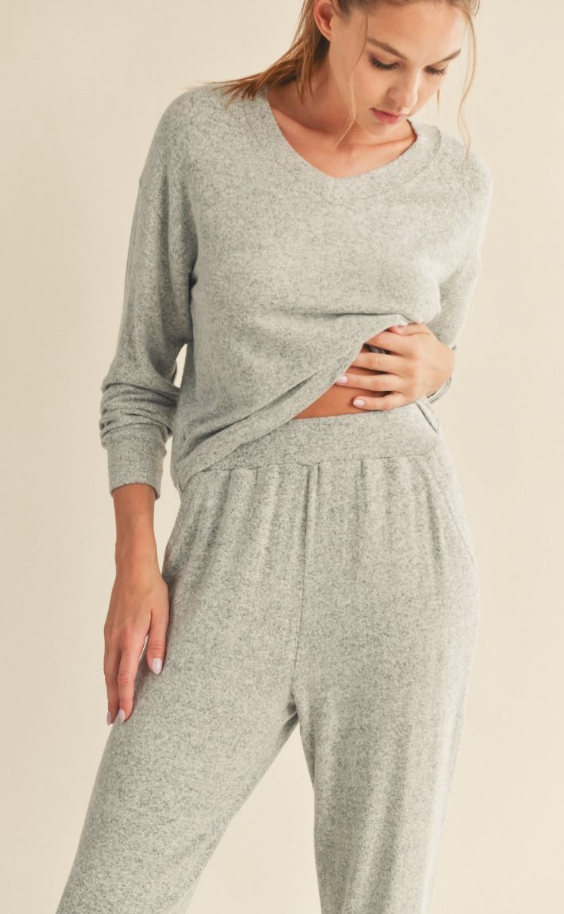 Soft Brushed V-Neck Long Sleeve