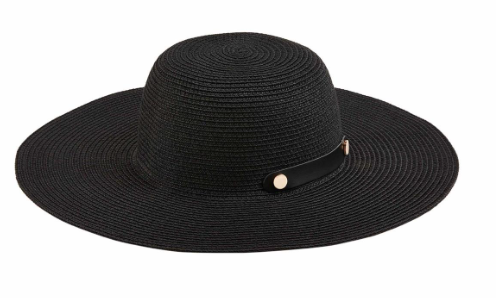 Collapsible Straw Hat- Black