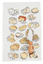 Cheese Repeat Tea Towel and Cheese Knife