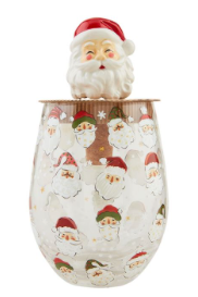 Christmas Pattern Wine Glass W/ Stopper