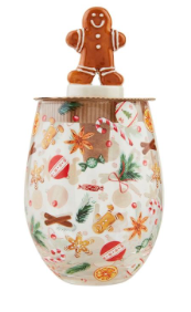 Christmas Pattern Wine Glass W/ Stopper