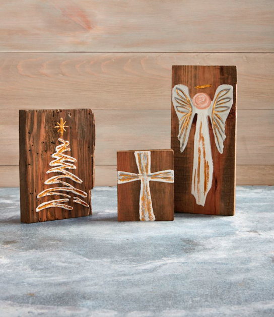 Gold Christmas Wood Plaques