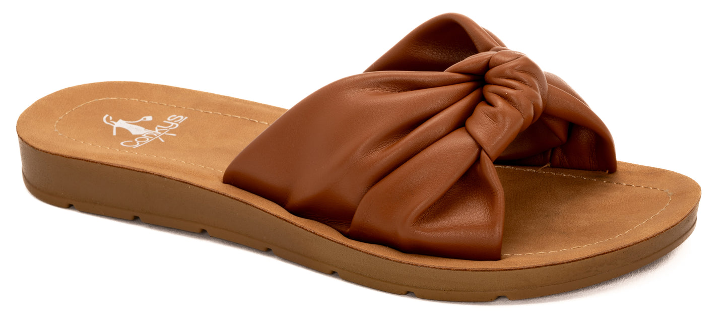 "Sea La Vie" Twist Knot Sandal- Cognac