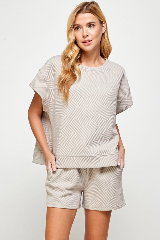 Staying Neutral Textured SS Sweatshirt- Oatmeal