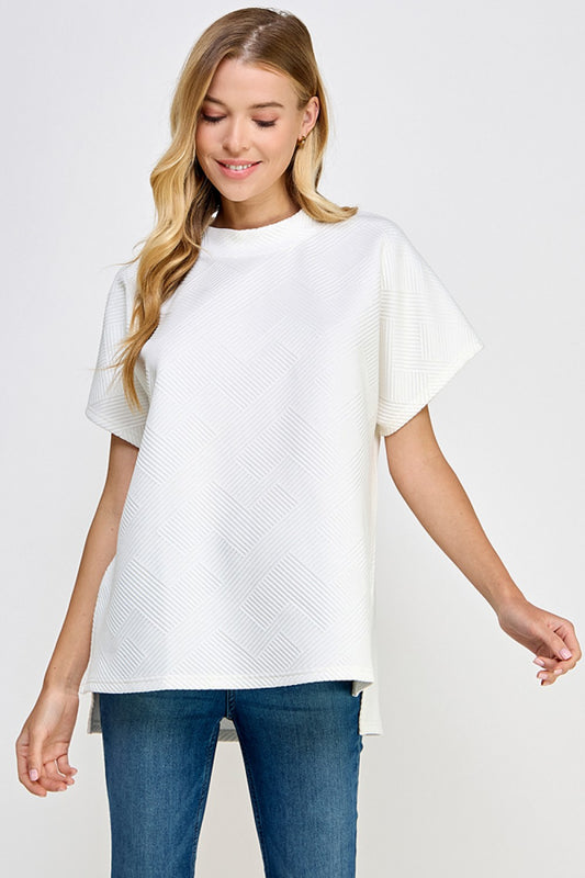 Staying Neutral Textured Drop Shoulder Top