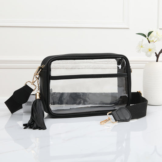 Rectangle Clear Stadium Bag- Black