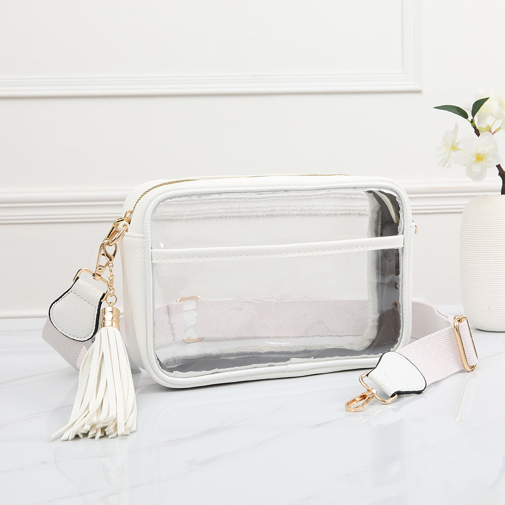 Rectangle Clear Stadium Bag- White